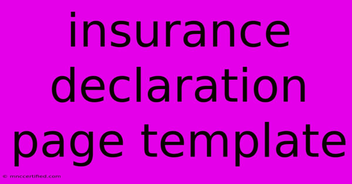 Insurance Declaration Page Template