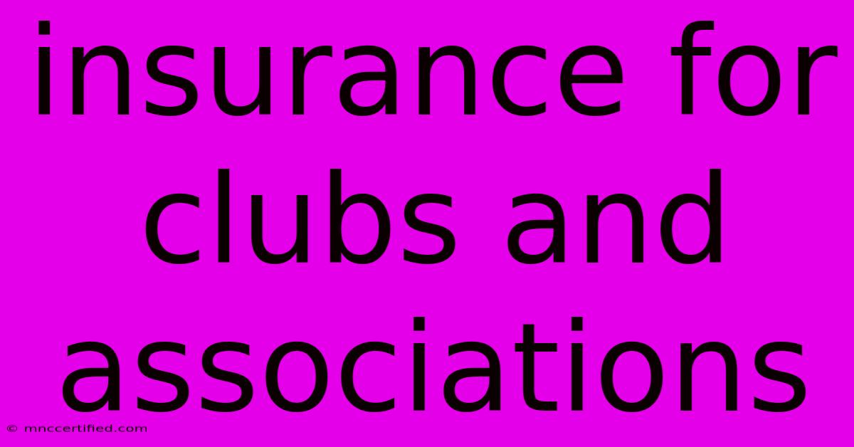 Insurance For Clubs And Associations