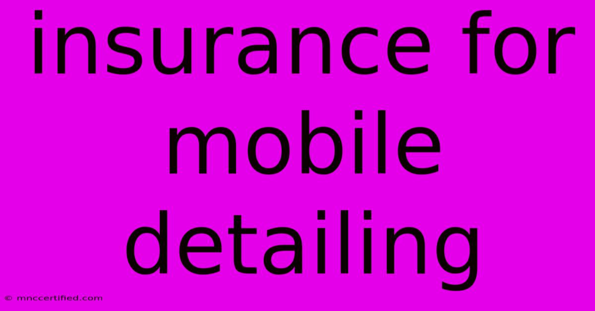 Insurance For Mobile Detailing