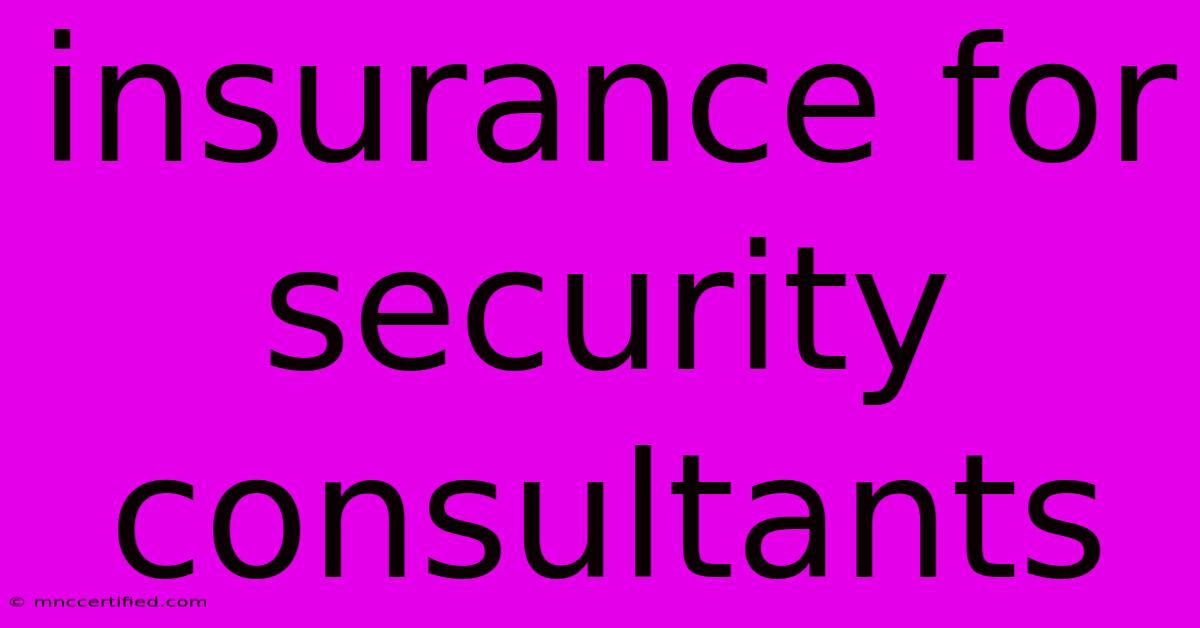 Insurance For Security Consultants