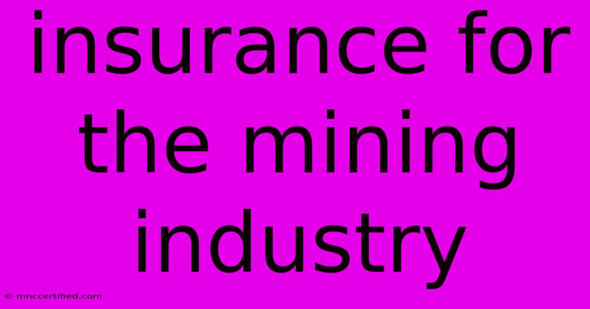 Insurance For The Mining Industry