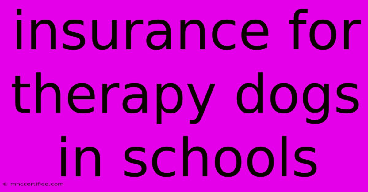 Insurance For Therapy Dogs In Schools