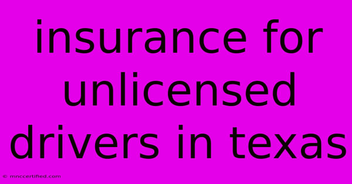 Insurance For Unlicensed Drivers In Texas