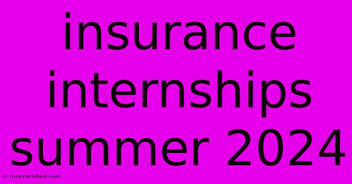 Insurance Internships Summer 2024