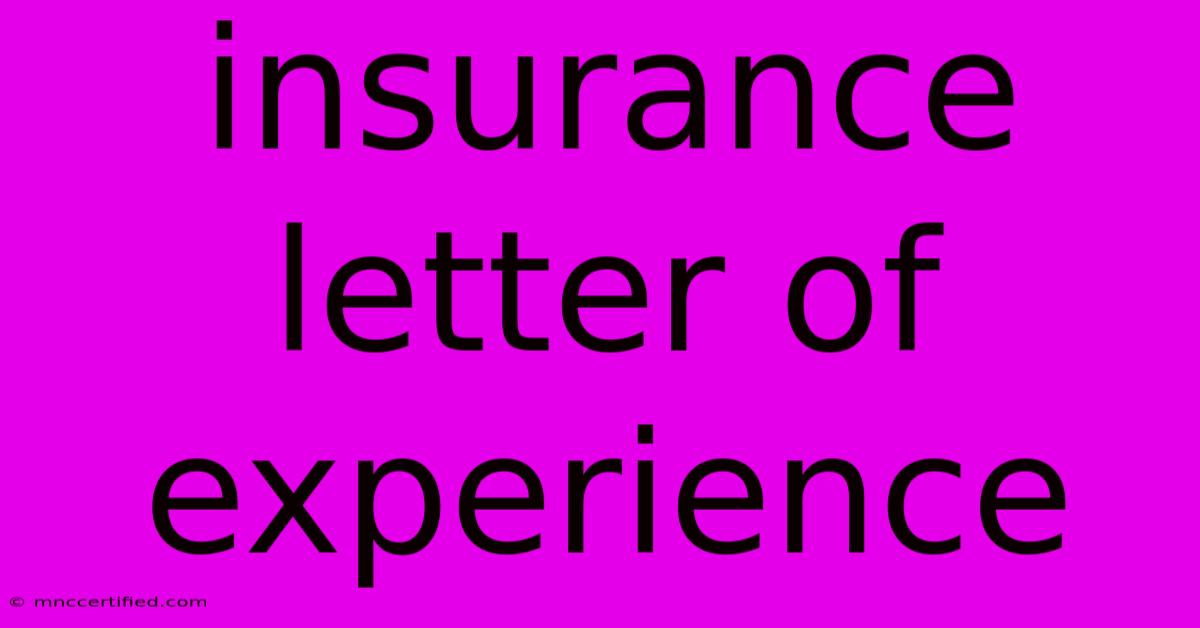 Insurance Letter Of Experience