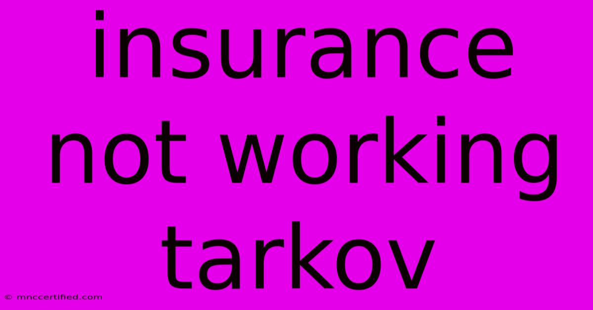 Insurance Not Working Tarkov