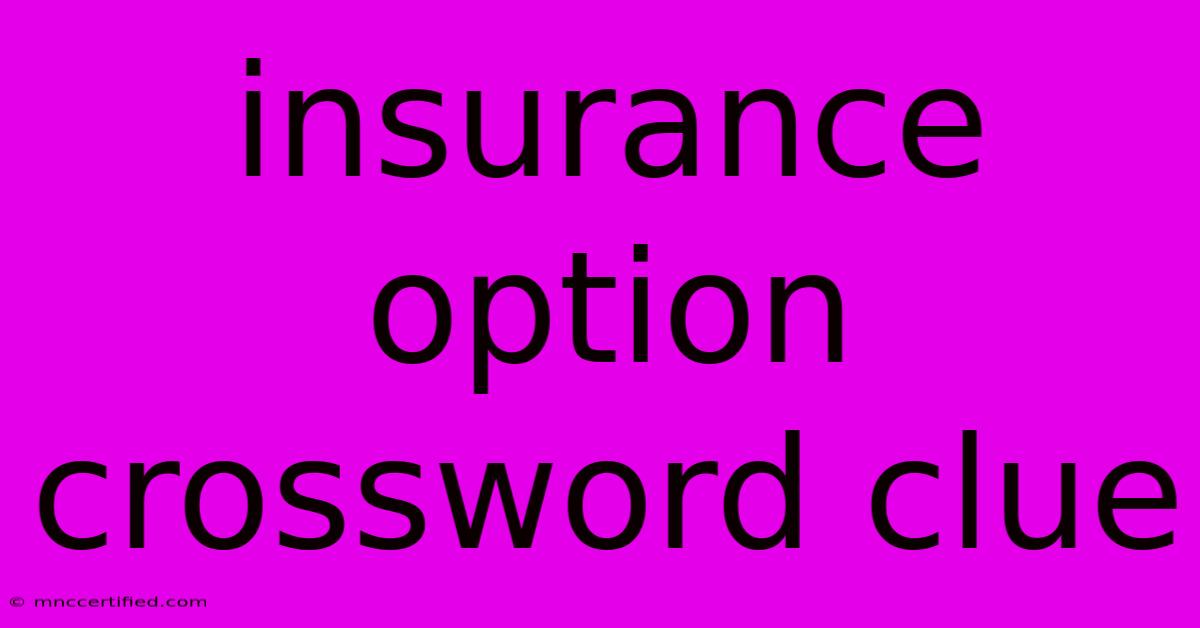 Insurance Option Crossword Clue