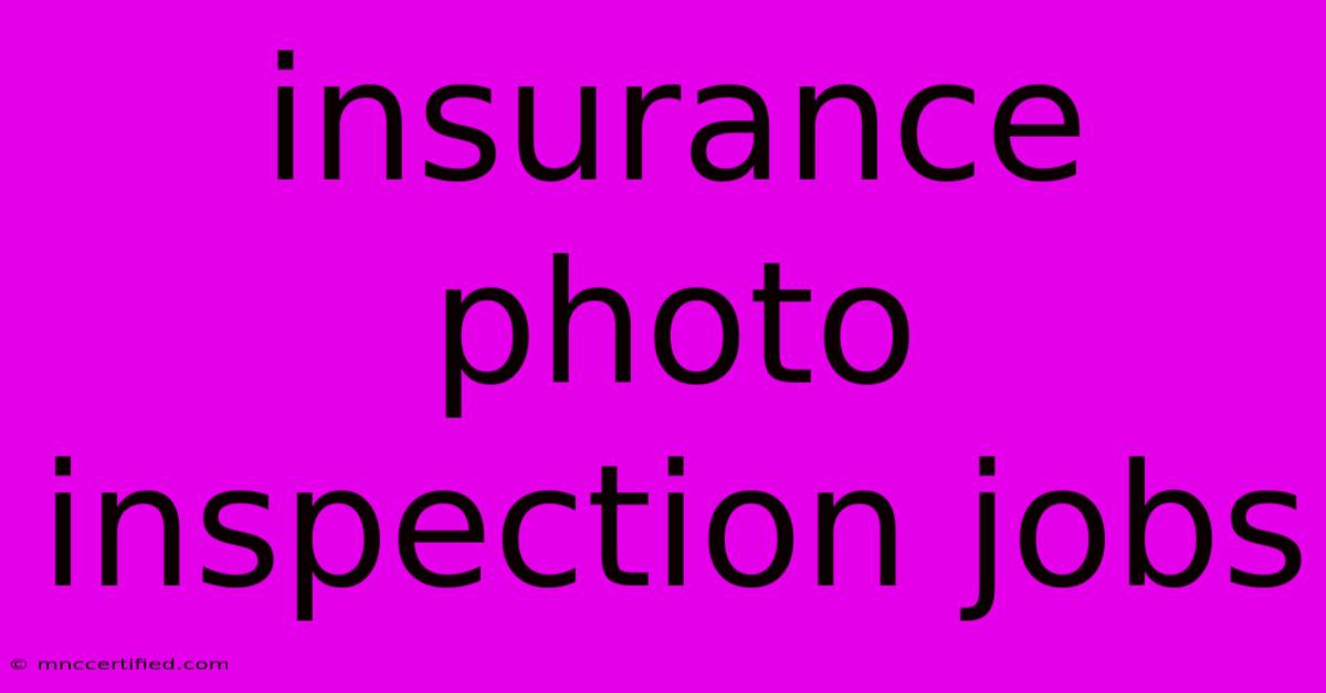 Insurance Photo Inspection Jobs