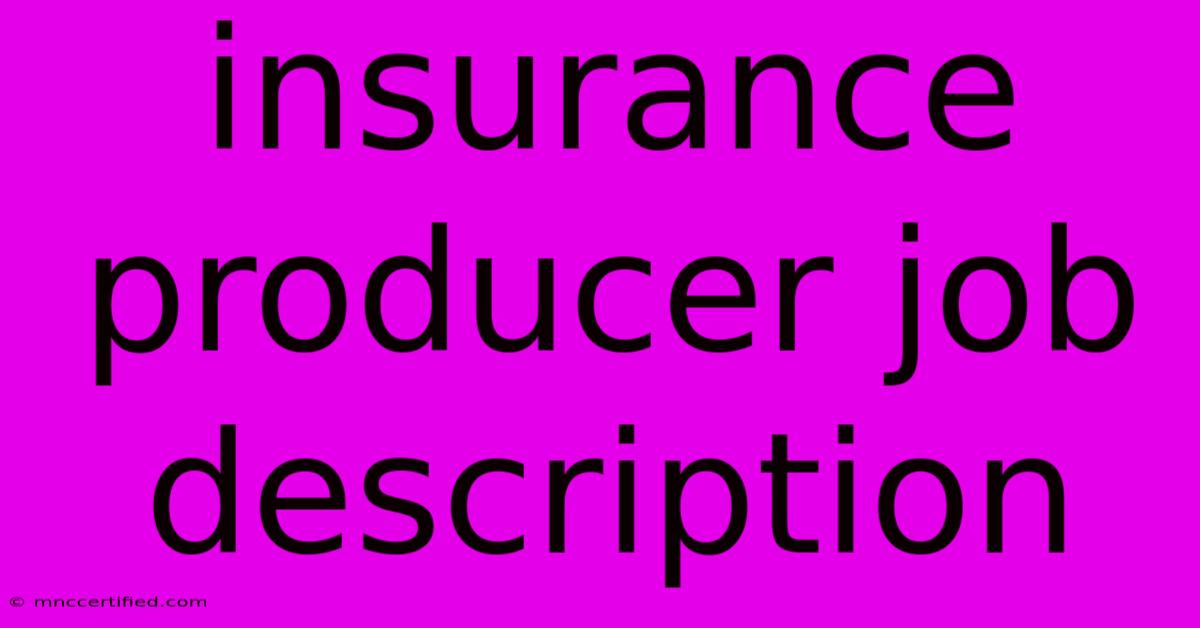 Insurance Producer Job Description