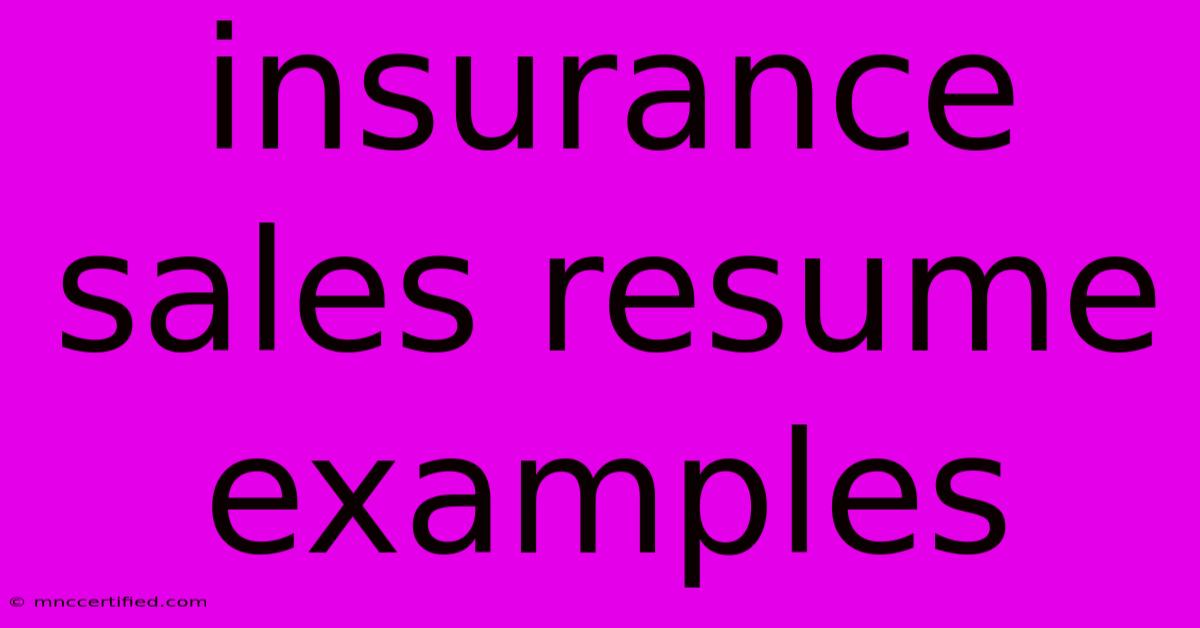 Insurance Sales Resume Examples