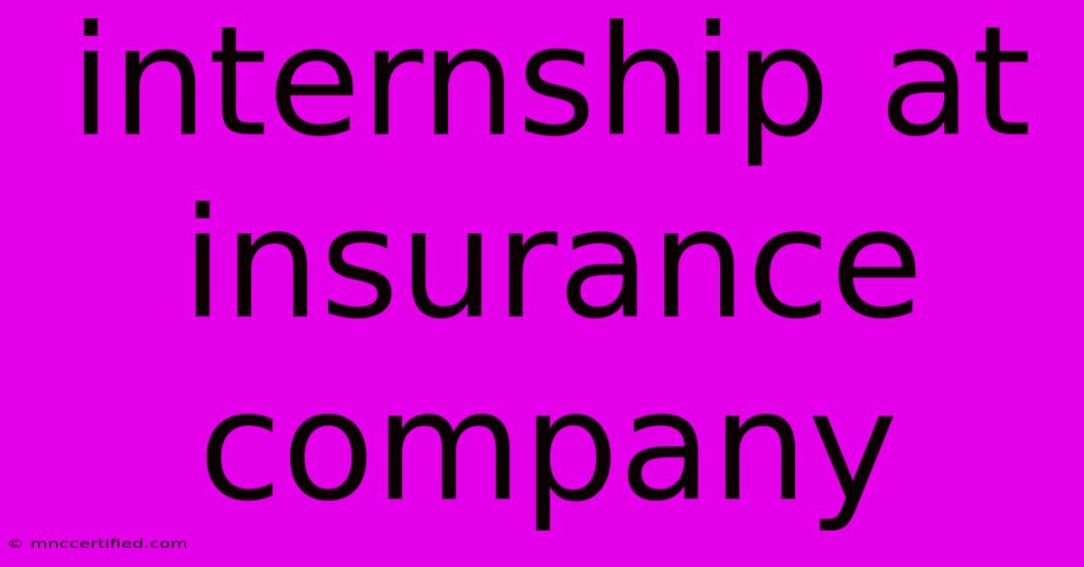 Internship At Insurance Company