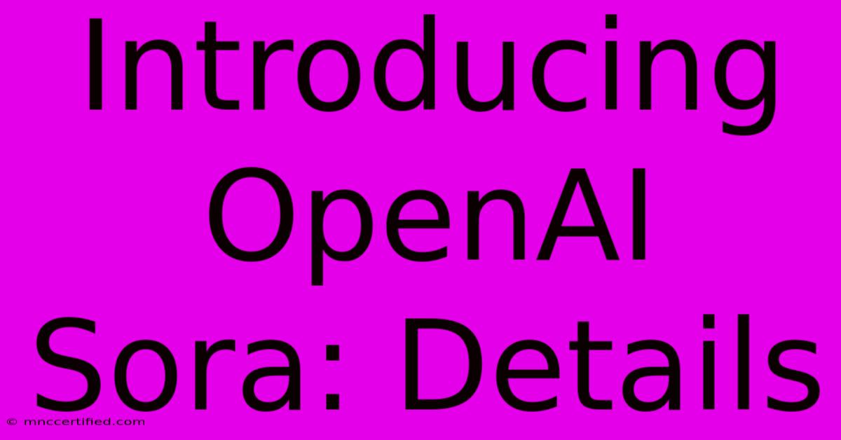 Introducing OpenAI Sora: Details