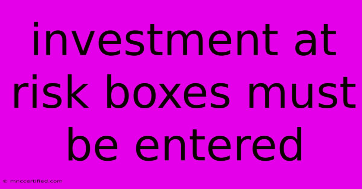 Investment At Risk Boxes Must Be Entered