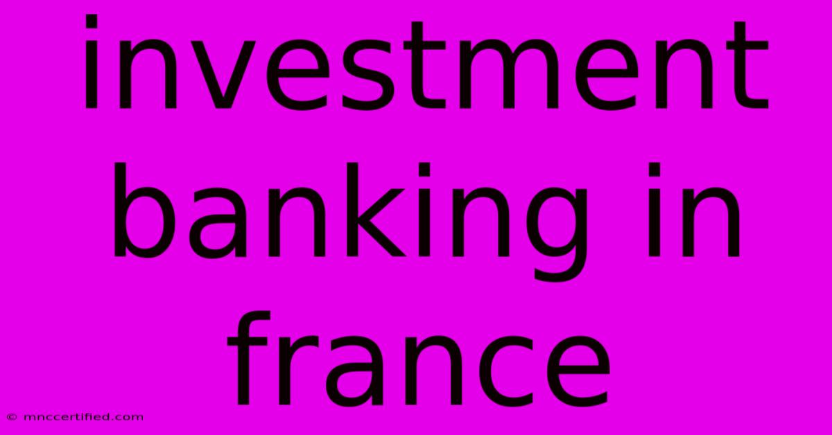 Investment Banking In France