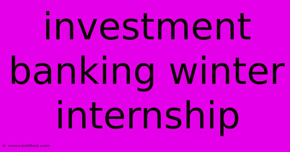 Investment Banking Winter Internship