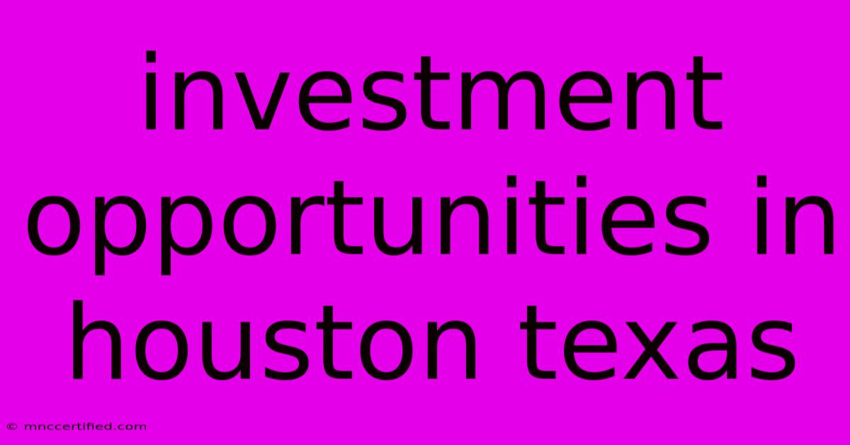 Investment Opportunities In Houston Texas