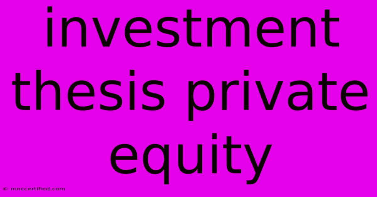 Investment Thesis Private Equity