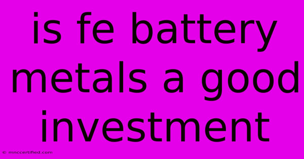 Is Fe Battery Metals A Good Investment