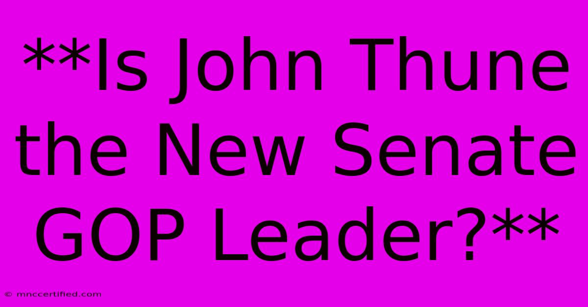 **Is John Thune The New Senate GOP Leader?** 