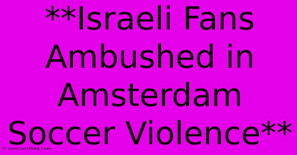 **Israeli Fans Ambushed In Amsterdam Soccer Violence**