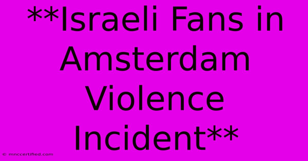 **Israeli Fans In Amsterdam Violence Incident**