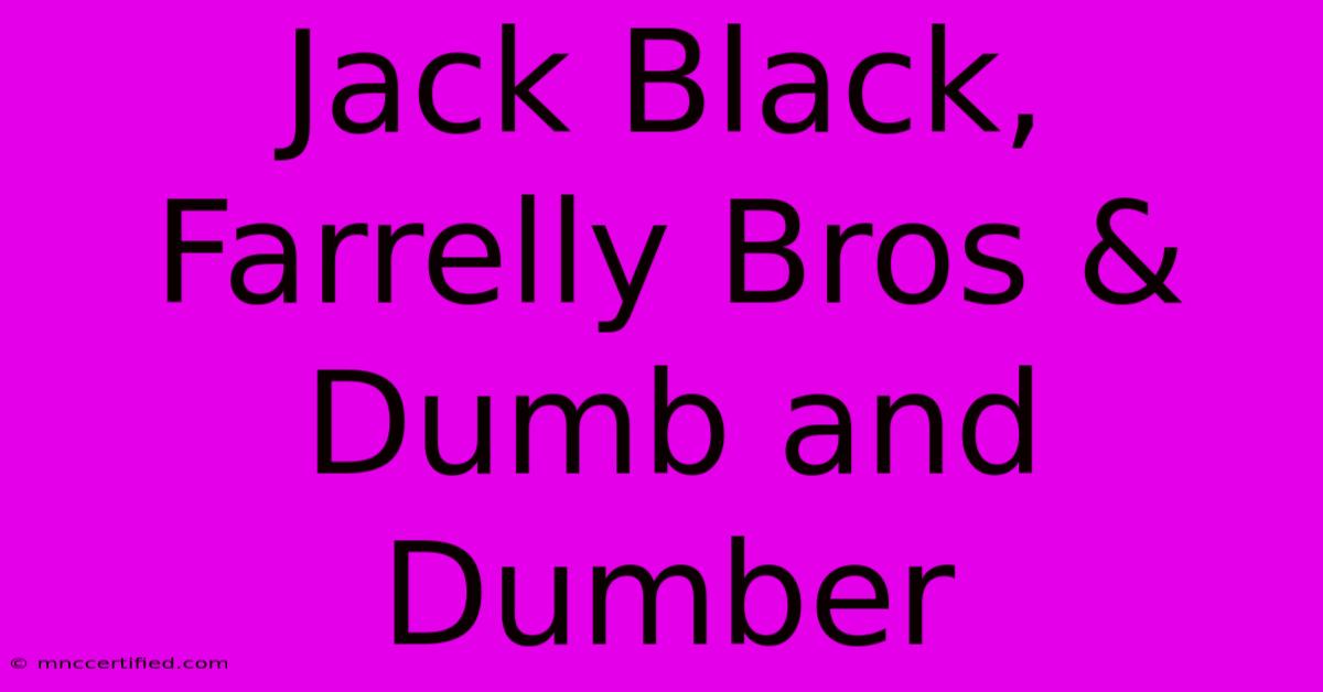 Jack Black, Farrelly Bros & Dumb And Dumber