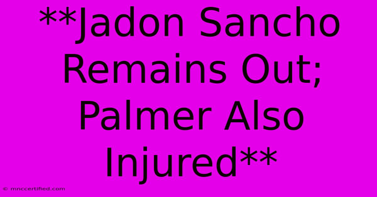 **Jadon Sancho Remains Out; Palmer Also Injured**