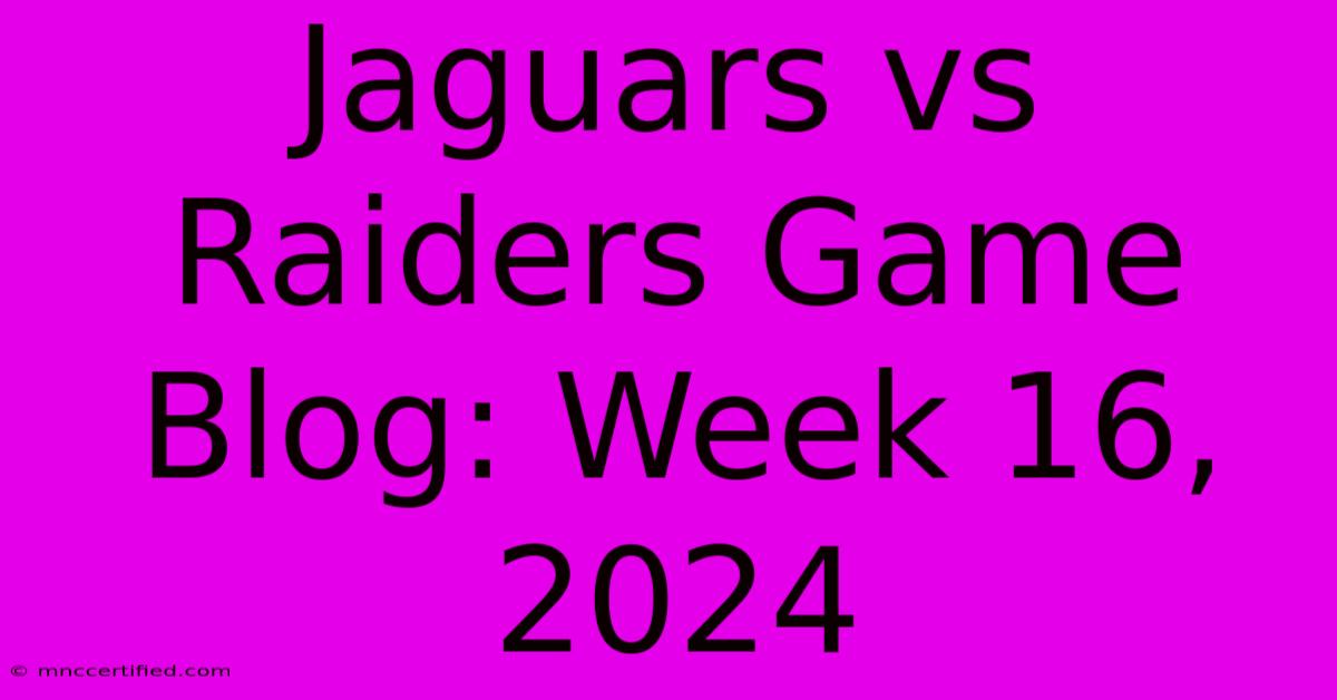 Jaguars Vs Raiders Game Blog: Week 16, 2024