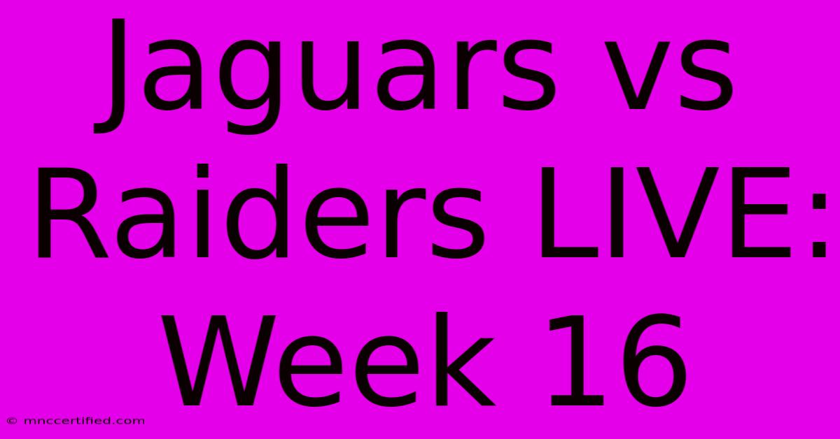 Jaguars Vs Raiders LIVE: Week 16