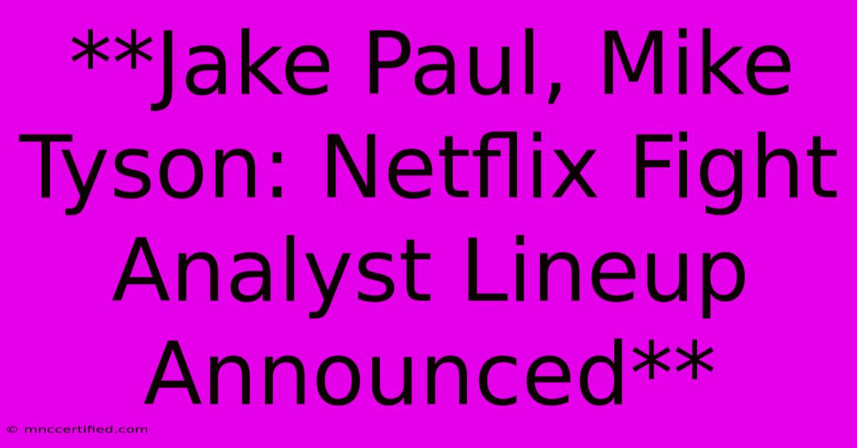 **Jake Paul, Mike Tyson: Netflix Fight Analyst Lineup Announced**