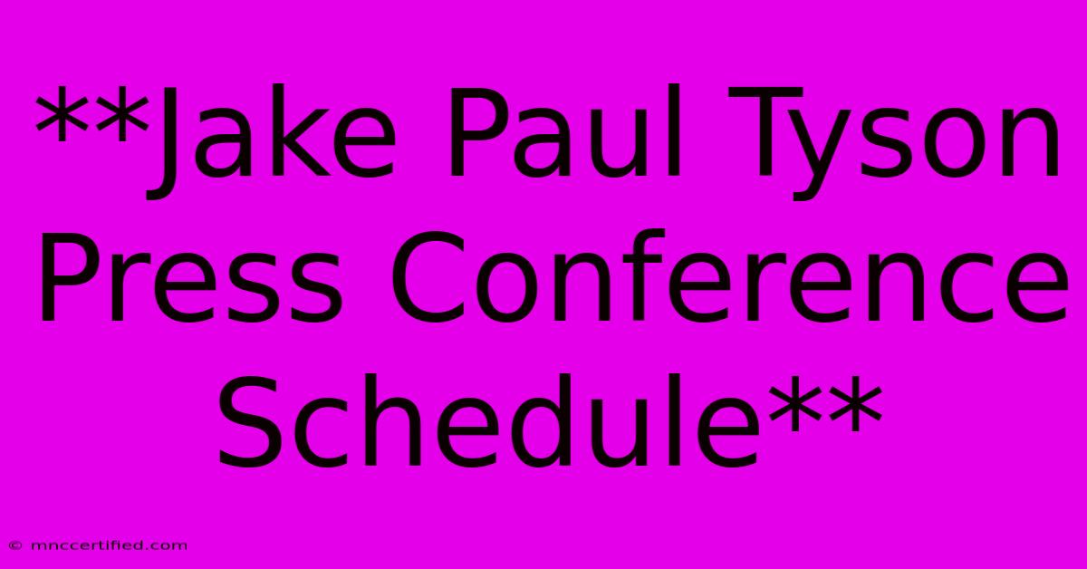 **Jake Paul Tyson Press Conference Schedule**