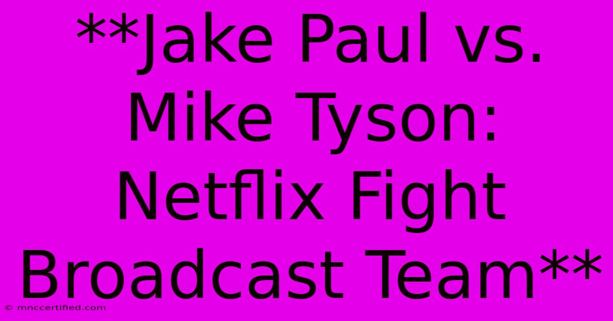 **Jake Paul Vs. Mike Tyson: Netflix Fight Broadcast Team**