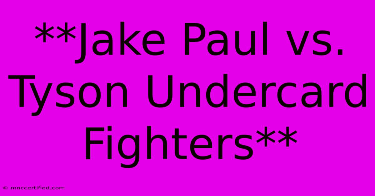 **Jake Paul Vs. Tyson Undercard Fighters**