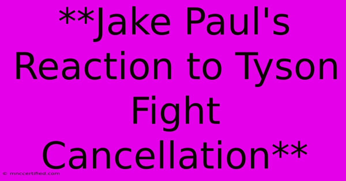 **Jake Paul's Reaction To Tyson Fight Cancellation** 