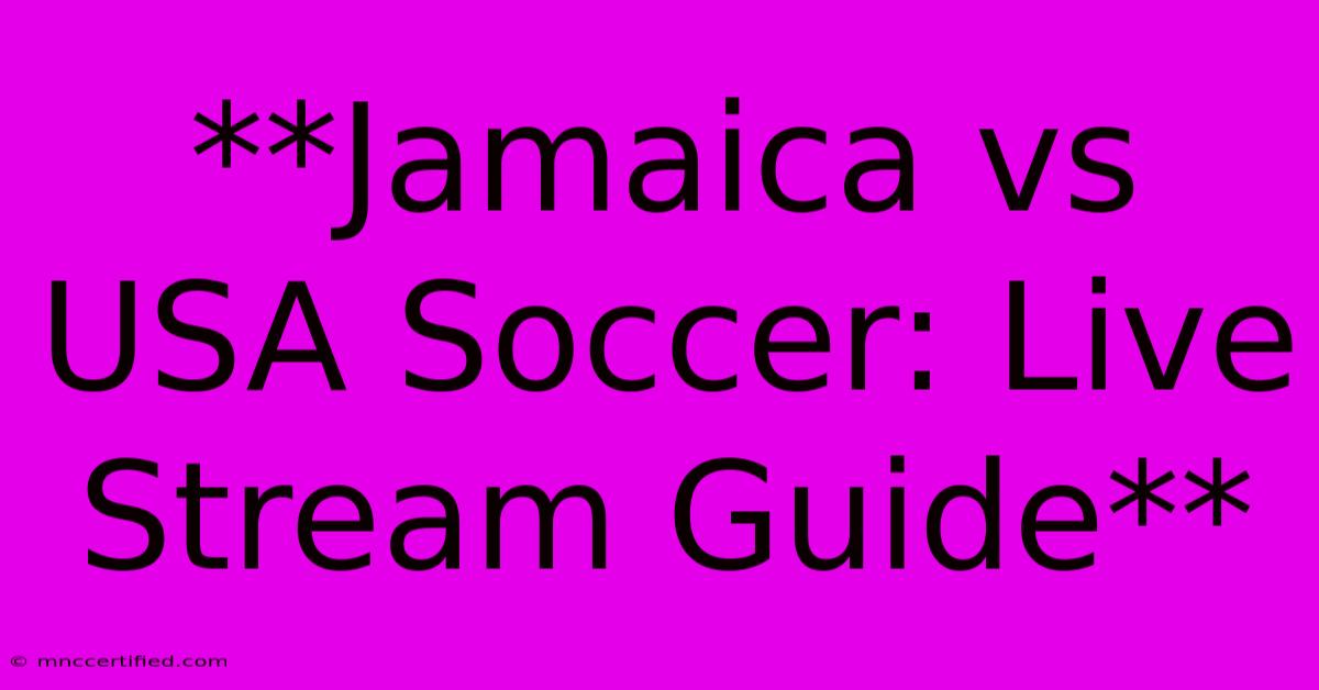 **Jamaica Vs USA Soccer: Live Stream Guide**