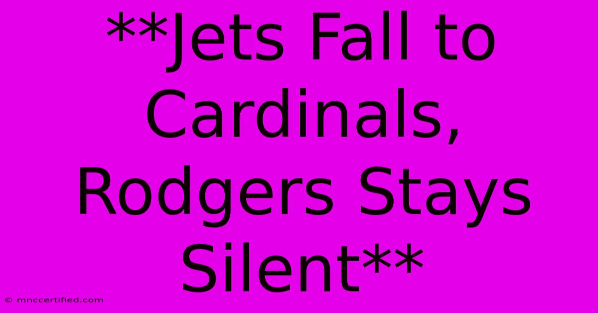 **Jets Fall To Cardinals, Rodgers Stays Silent** 