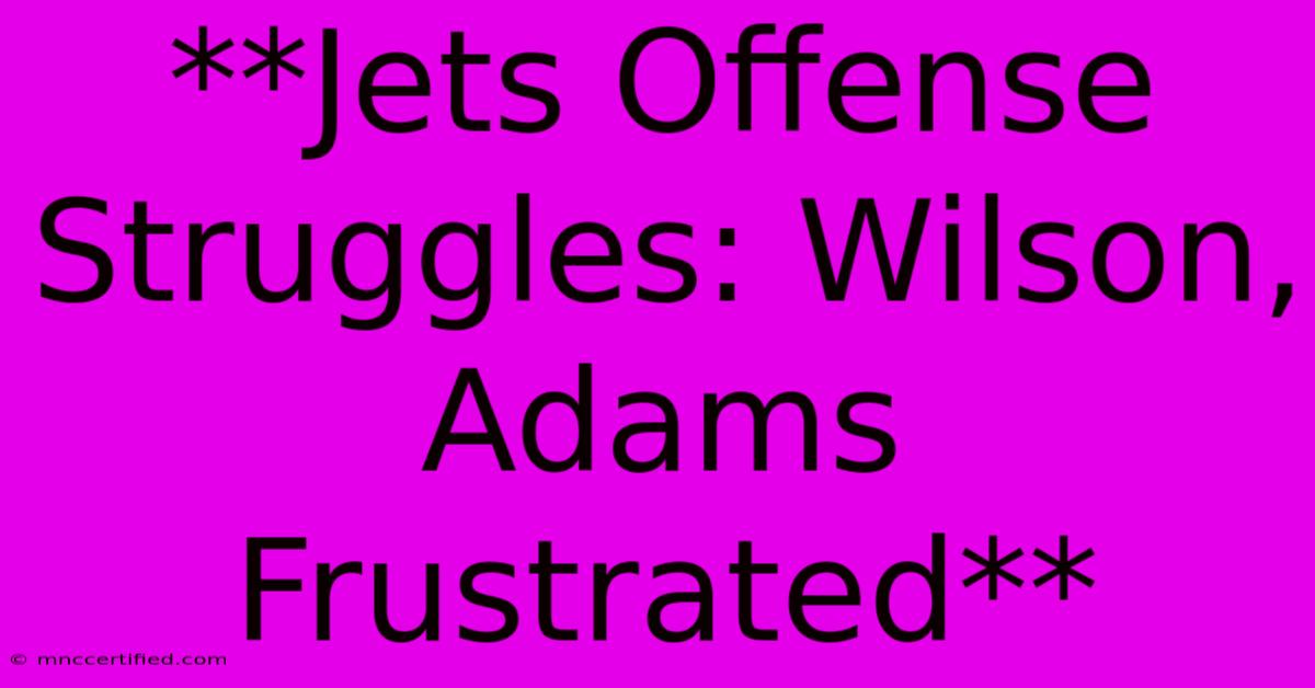 **Jets Offense Struggles: Wilson, Adams Frustrated** 