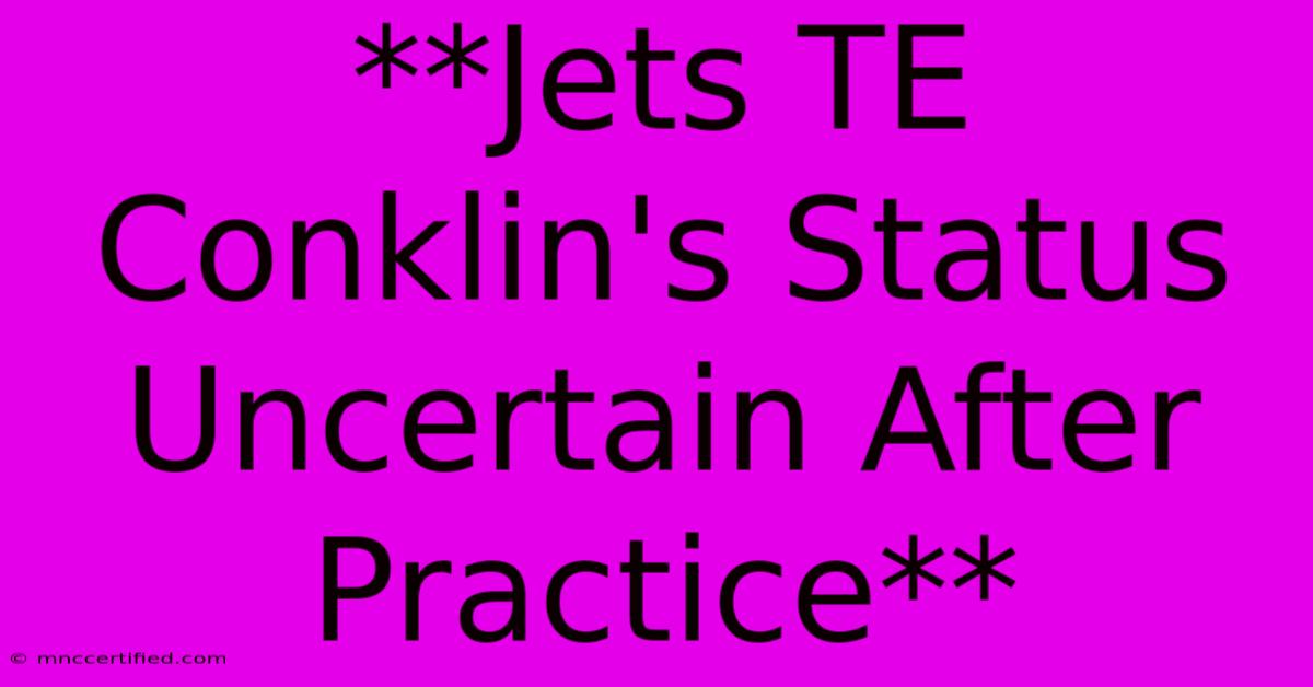 **Jets TE Conklin's Status Uncertain After Practice**