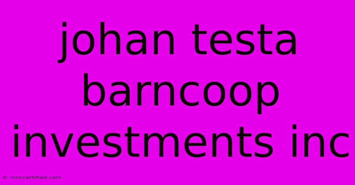 Johan Testa Barncoop Investments Inc