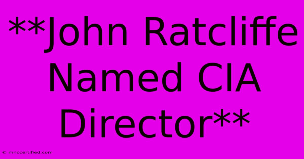 **John Ratcliffe Named CIA Director**