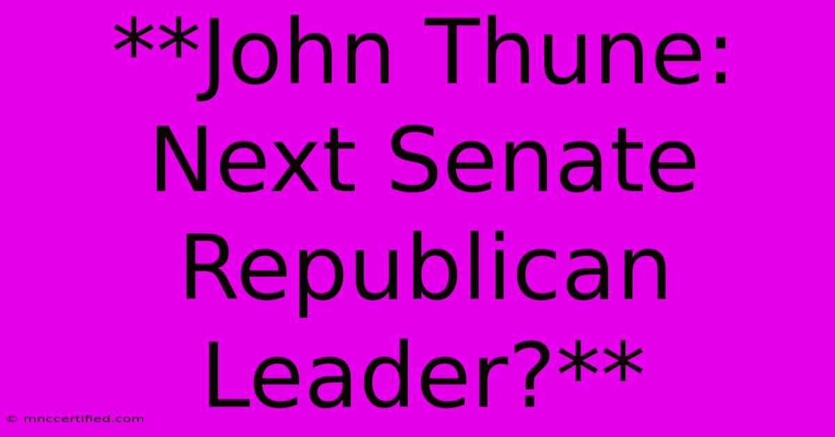 **John Thune: Next Senate Republican Leader?**