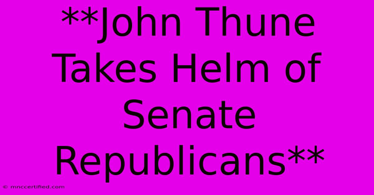 **John Thune Takes Helm Of Senate Republicans**