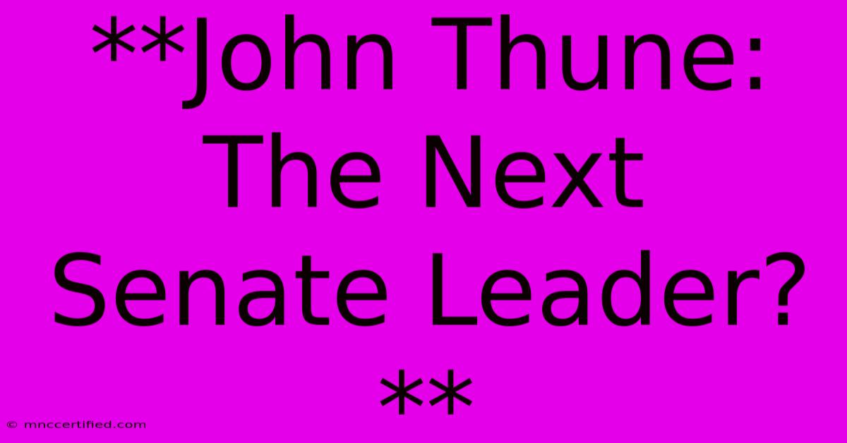 **John Thune:  The Next Senate Leader?** 