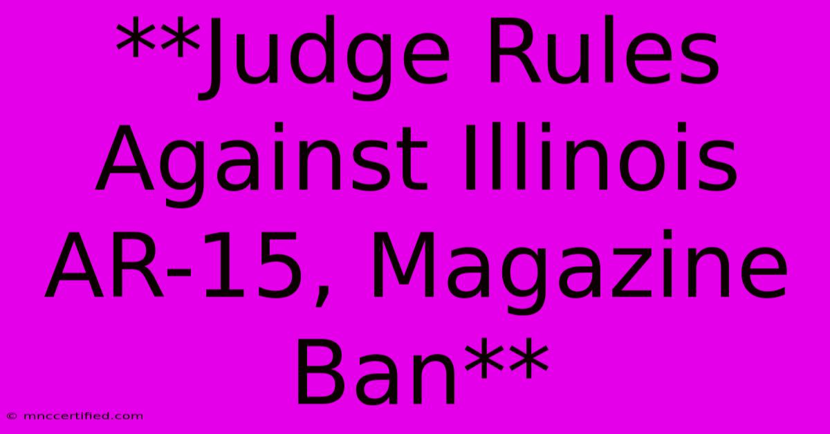 **Judge Rules Against Illinois AR-15, Magazine Ban** 