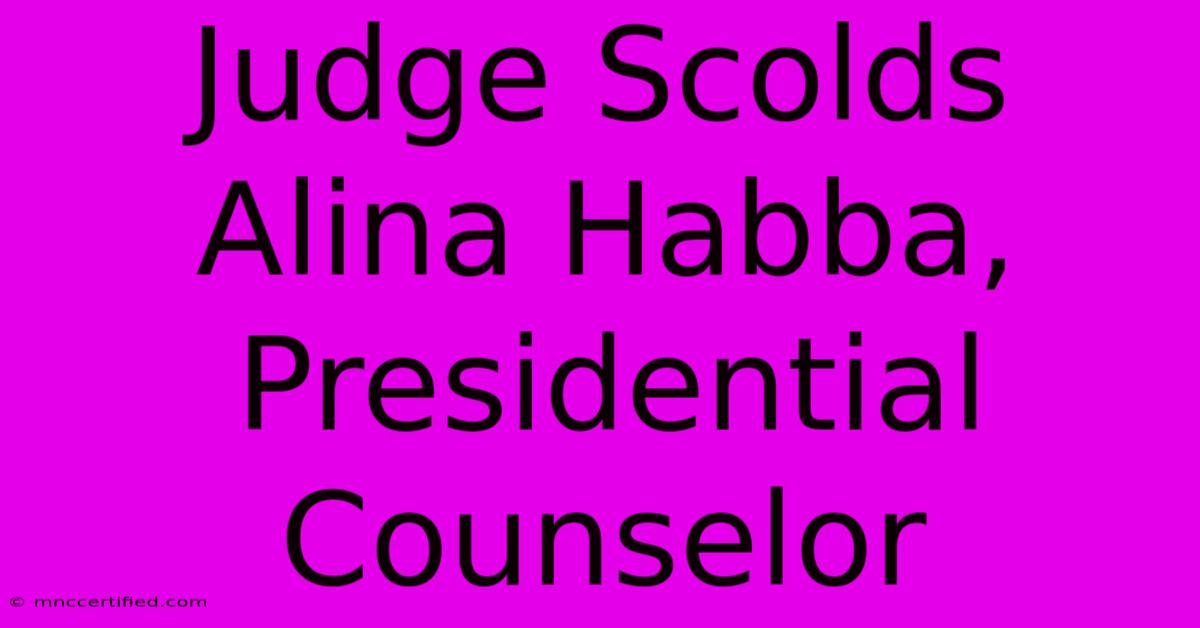 Judge Scolds Alina Habba, Presidential Counselor