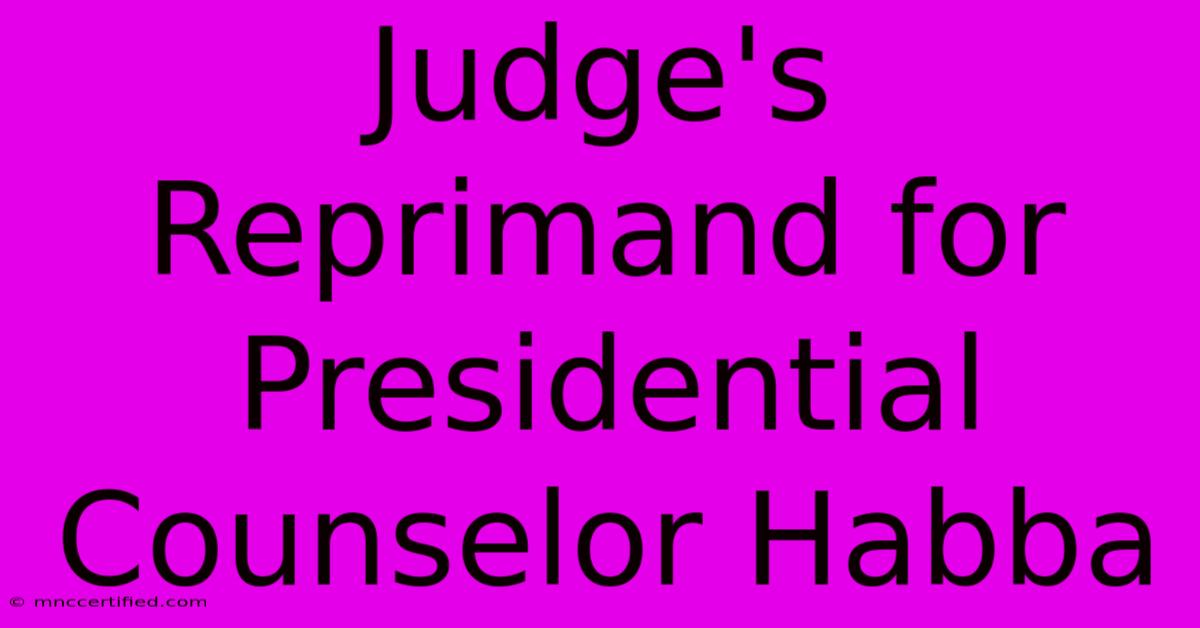 Judge's Reprimand For Presidential Counselor Habba