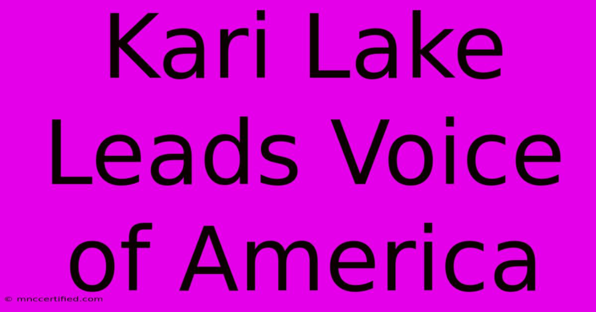 Kari Lake Leads Voice Of America