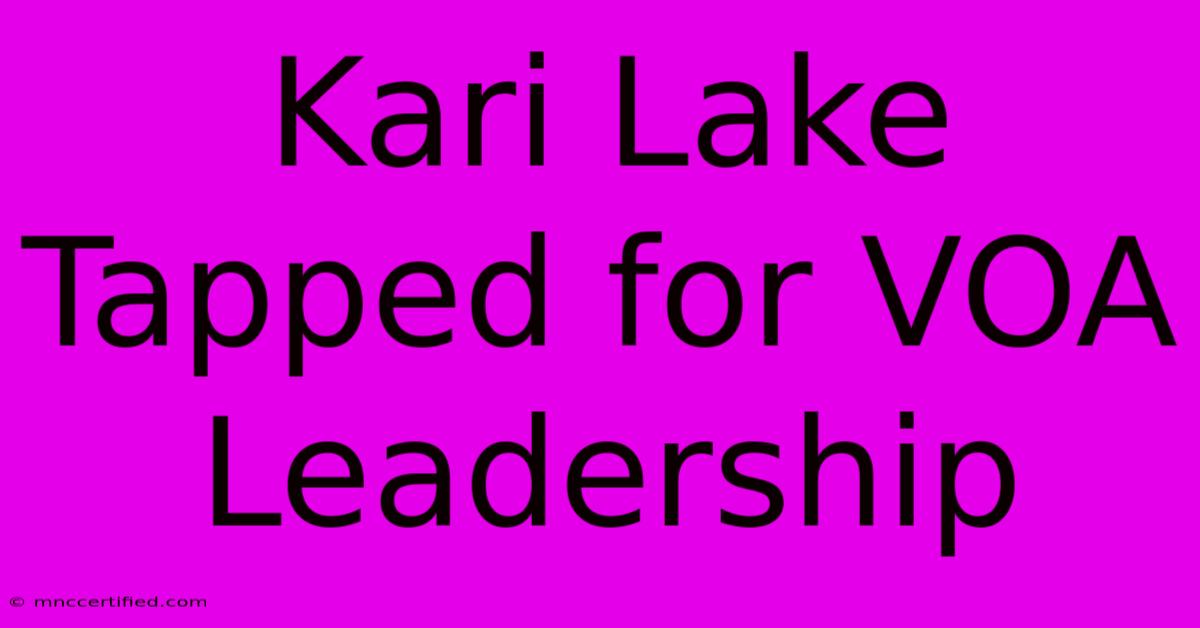 Kari Lake Tapped For VOA Leadership