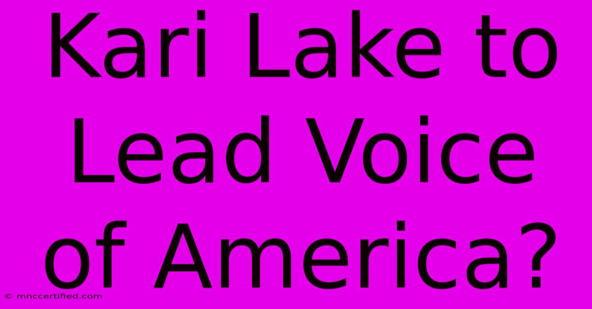 Kari Lake To Lead Voice Of America?