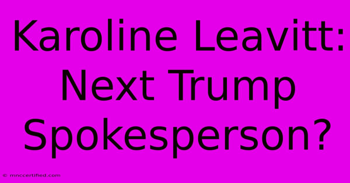 Karoline Leavitt: Next Trump Spokesperson?